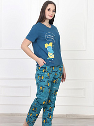 Женская пижама "Крокодильчики" 1852-К / Темно-синий